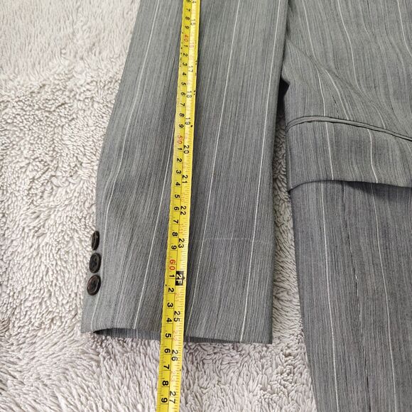 Boss Hugo Boss Corleone Blazer Men's 40L Grey Striped Ventless Wool Suit Jacket - Picture 13 of 13